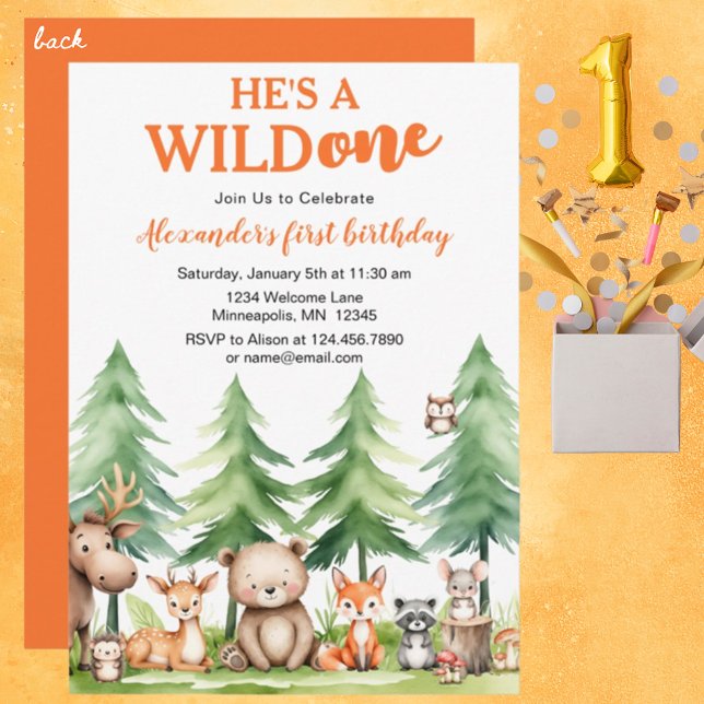 Hon eller han är vild ett Woodland Animals första  Inbjudningar (Skapare uppladdad)