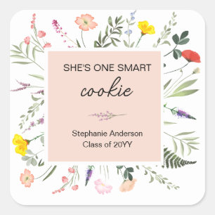 Hon en smart Cookie Wildblomme Studenten Sticker Fyrkantigt Klistermärke