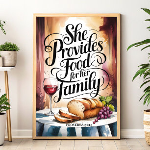 Hon erbjuder sin familj - Christian Wall Art Poster