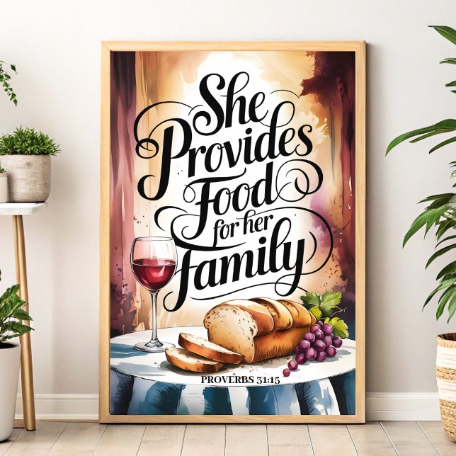 Hon erbjuder sin familj - Christian Wall Art Poster (Skapare uppladdad)