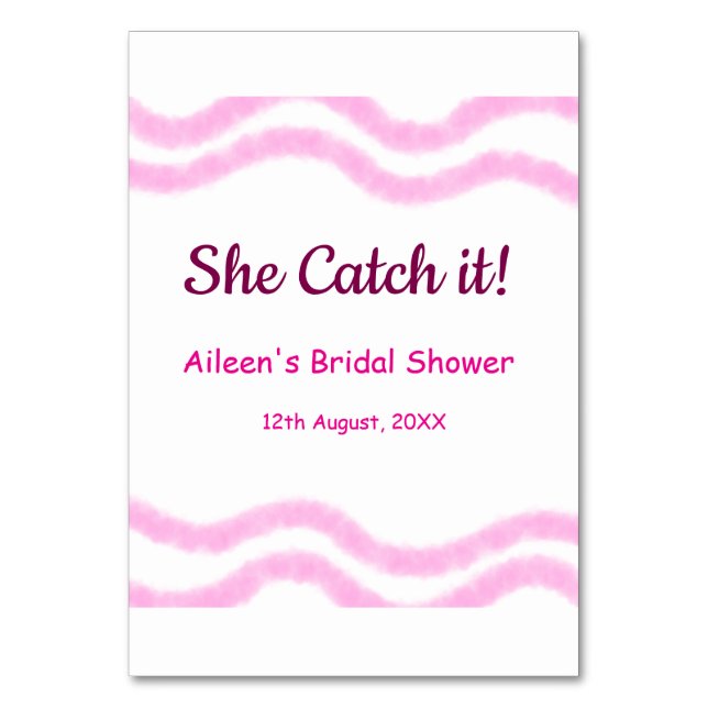 Hon fångade det rosa spiral linjer möhippa bordsnummer (Framsidan)