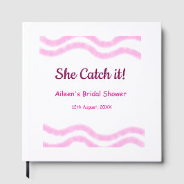 Hon Fångar den rosa spiral vattenfärg linjer bröll Gästböcker