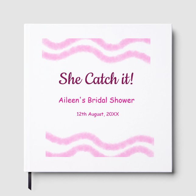 Hon Fångar den rosa spiral vattenfärg linjer bröll Gästböcker (Framsida)