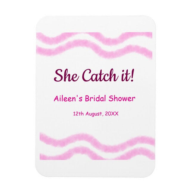 Hon fångar den rosa spiral vattenfärg linjer bröll magnet (Vertikal)