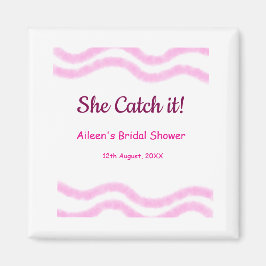 Hon fångar den rosa spiral vattenfärg linjer bröll magnet