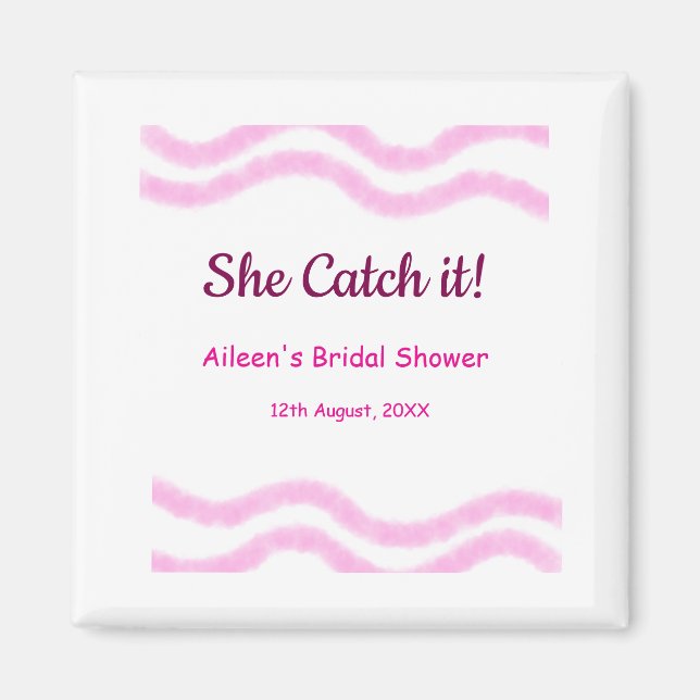 Hon fångar den rosa spiral vattenfärg linjer bröll magnet (Framsidan)