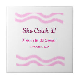 Hon fångar det rosa spiral vattenfärg linjer bröll kakelplatta