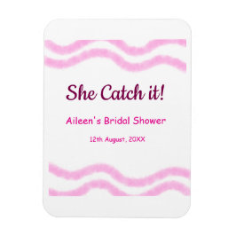 Hon fångar det rosa spiral vattenfärg linjer bröll magnet