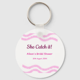 Hon fångar det rosa spiral vattenfärg linjer bröll nyckelring