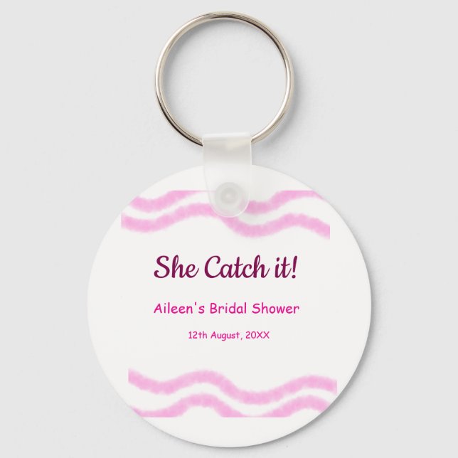 Hon fångar det rosa spiral vattenfärg linjer bröll nyckelring (Framsida)
