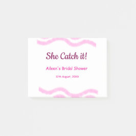 Hon Fångar det rosa spiral vattenfärg linjer bröll Post-it Block