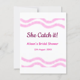 Hon fångar det rosa spiral vattenfärg linjer bröll vykort