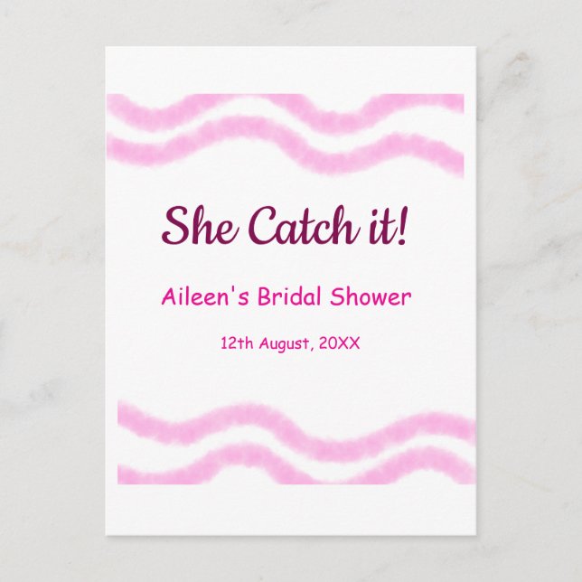 Hon fångar det rosa spiral vattenfärg linjer bröll vykort (Framsida)