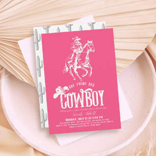 Hon Fann Hennes Cowboy Rosa Bröllopsdusch Inbjudningar