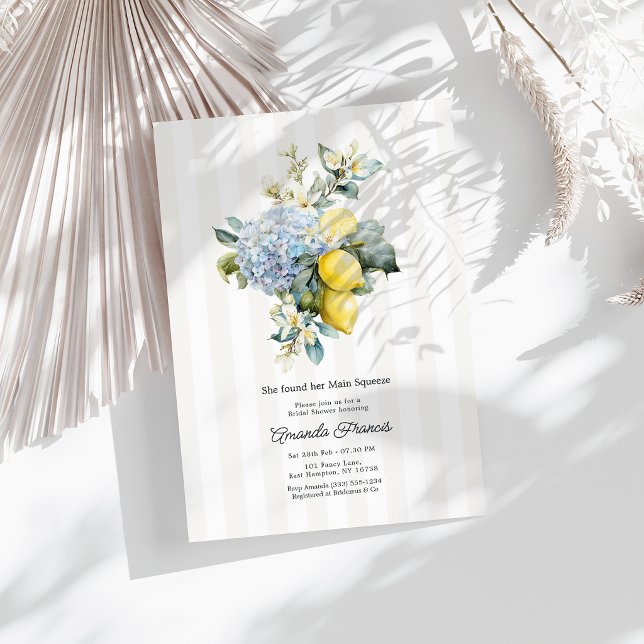 Hon Fann Hennes Drömprins Bröllopsdusch Inbjudningar (She Found Her Main Squeeze Hydrangea Bridal Shower Invitation)