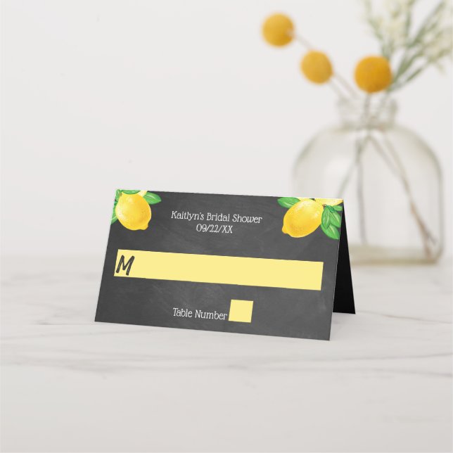 Hon Fann Hennes Drömprins Lemon Bröllopsfest Placeringskort (Framsida)