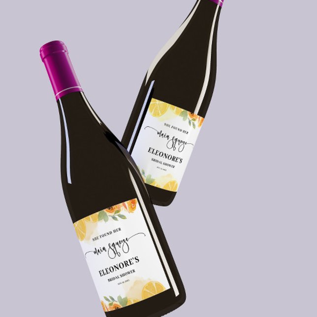 Hon Fann Hennes Huvudsqueeze Bröllopsdusch  Vinflaska Etikett (Skapare uppladdad)