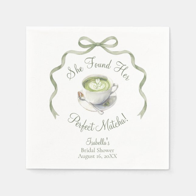 Hon Fann Hennes Perfekta Matcha Bröllopsdusch Pappersservett (Framsidan)