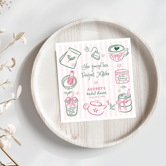 Hon Fann Hennes Perfekta Matcha Rosa Bröllopsdusch Pappersservett (Skapare uppladdad)
