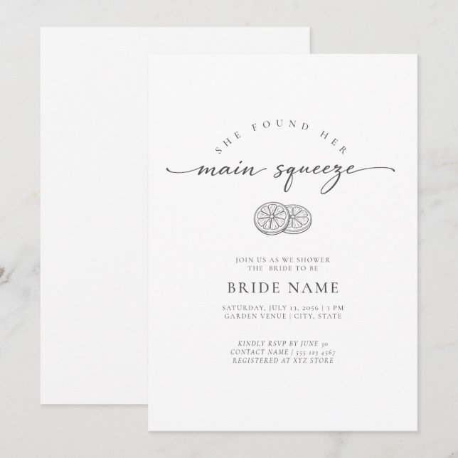 Hon Fann Hennes Stora Kärlek Bröllopsdusch Inbjudningar (Fram/baksida)