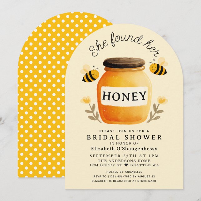 Hon fann sin Honey Bee Bröllopsduschbåge Inbjudningar (Fram/baksida)