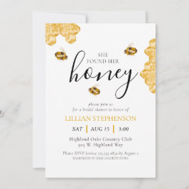 Hon Fann Sin Honey-Bi Utformade Bröllopsdusch Inbjudningar
