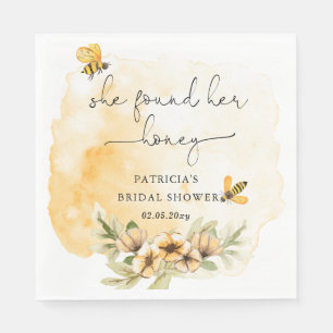Hon Fann Sin Honey Floral Bee Bröllopsdusch Pappersservett