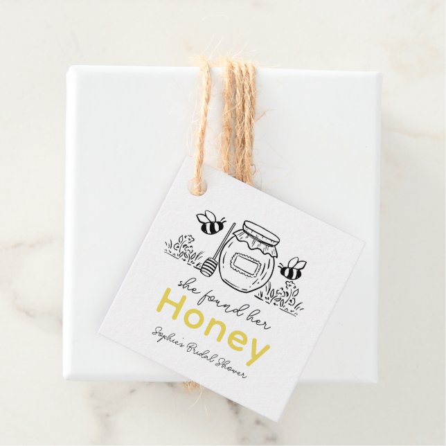 Hon fann sin Honey Handritad Vit Bröllopsdusch Gåvor Etiketter (På plats)