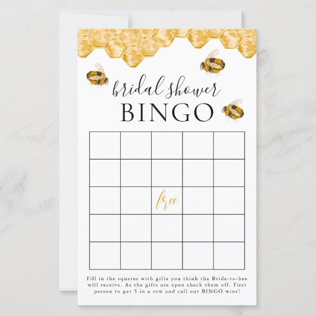 Hon Fann Sin Honung Bröllopsdusch Bingo Spelkort (Framsida)