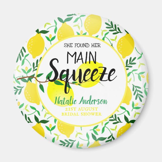Hon Fann Sin Huvudklämma Citroner Bröllopsdusch Magnet (Framsidan)