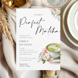 Hon Fann Sin Perfekta Matcha Bröllopsdusch Inbjudningar