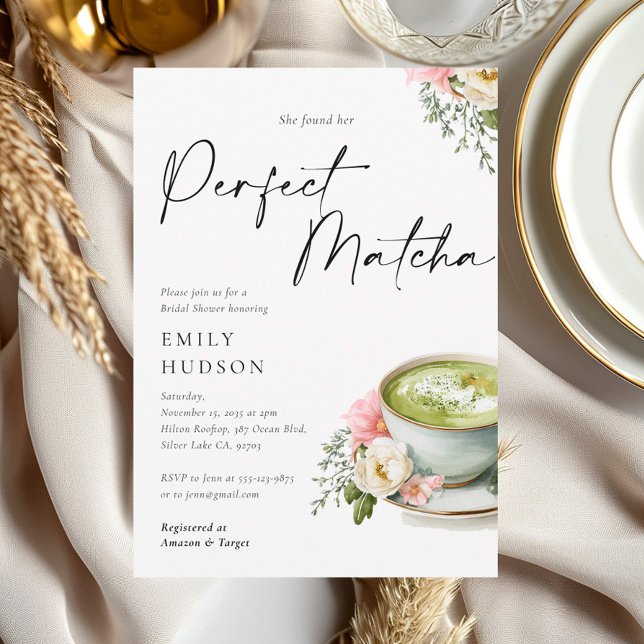 Hon Fann Sin Perfekta Matcha Bröllopsdusch Inbjudningar (Skapare uppladdad)