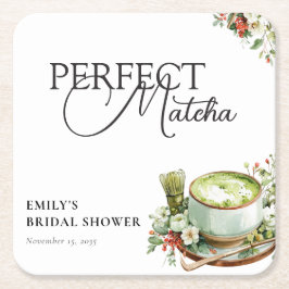 Hon Fann Sin Perfekta Matcha Bröllopsdusch Underlägg Papper Kvadrat
