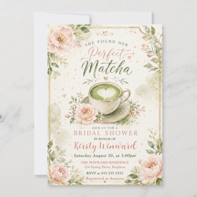 Hon Fann Sin Perfekta Matcha Bröllopsfest Inbjudningar (Framsida)