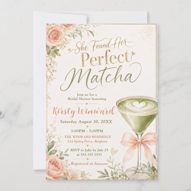 Hon Fann Sin Perfekta Matcha Bröllopsfest Inbjudningar (Framsida)