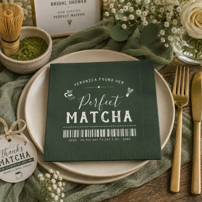 Hon fann sin perfekta Matcha Bröllopsfest  Pappersservett (Skapare uppladdad)