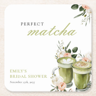Hon Fann Sin Perfekta Matcha Bröllopsfest Underlägg Papper Kvadrat