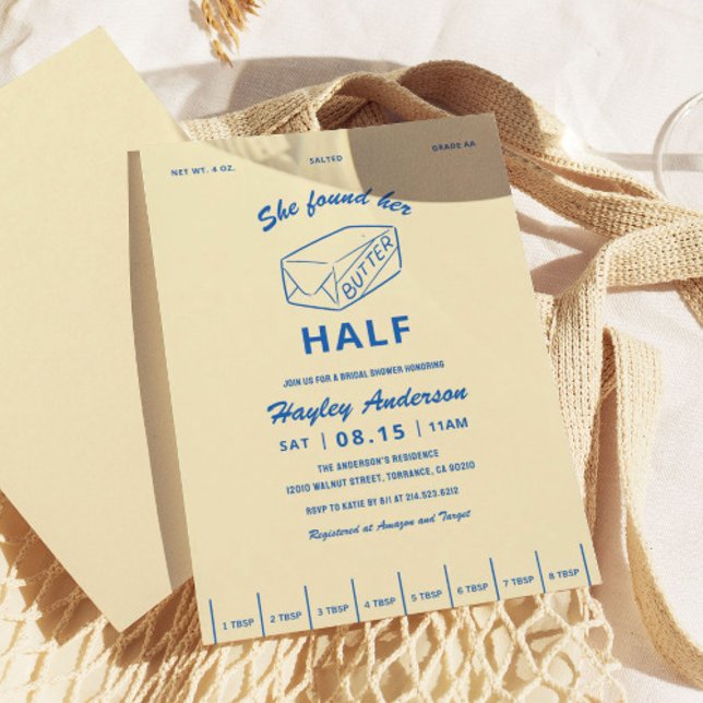 Hon Fann Smör Halv Smör Bröllopsdusch  Inbjudningar (Skapare uppladdad)