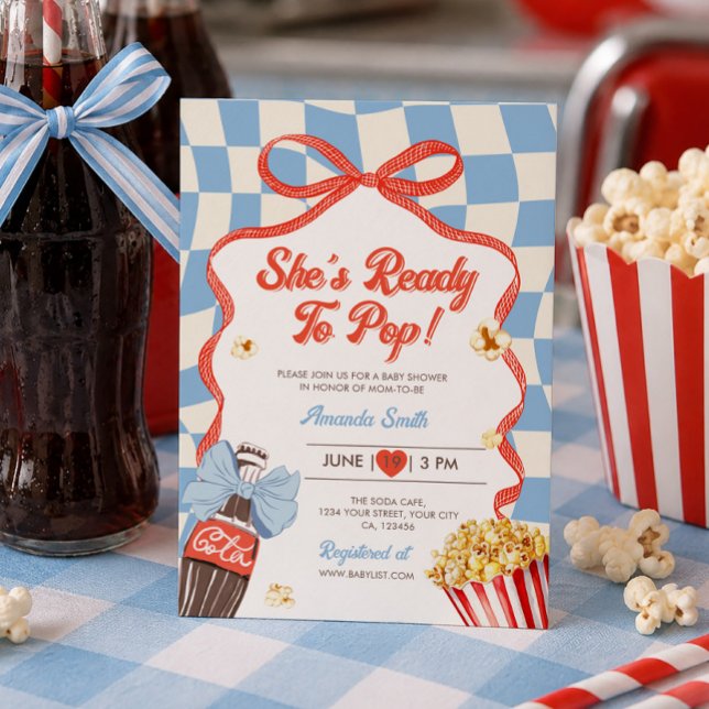 Hon Färdig Att Föda Soda Cola Retro Bebis Shower Inbjudningar (Skapare uppladdad)