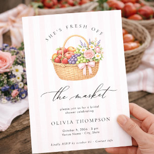 Hon Färsk Off the Market Stripe Bröllopsfest Inbjudningar