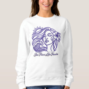 Hon flödar som frihet – lila feminina linjeillustr t shirt