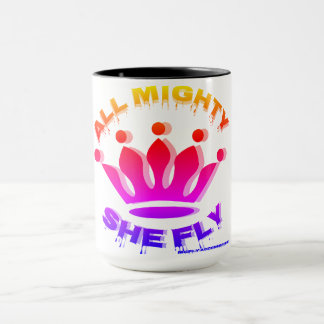 Hon flyger med flera Färgader över kaffe Kopp