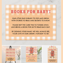 Hon Födelse Babyshower Retro Orange Gingham Tilläggskort