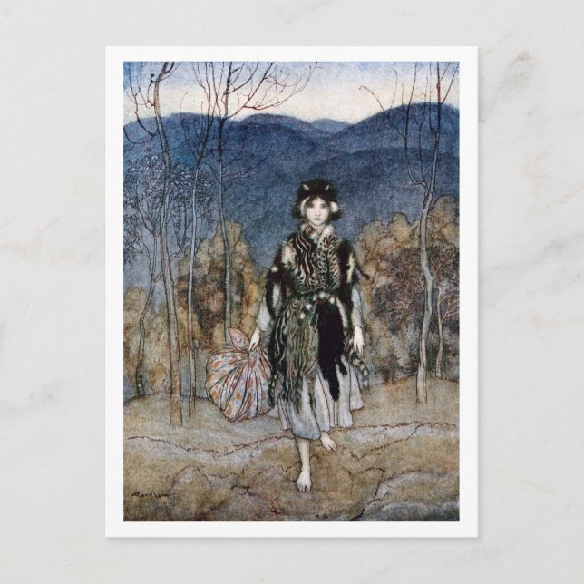 Hon följde med och följde med. vykort (Framsida)