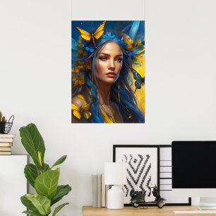 Hon från Butterflies Digital konst Poster