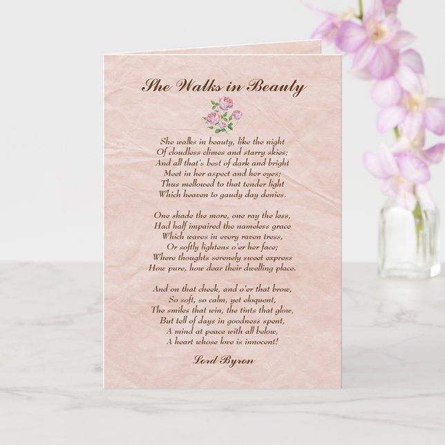 Hon går i Beauty Lord Byron Kärlek Dikt Card Kort (Orkide)
