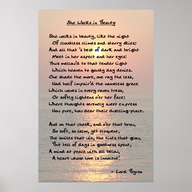 "Hon går i skönhets"-utskrift Poster (Framsidan)
