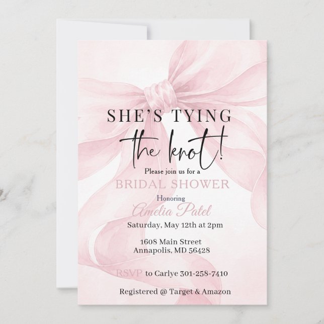 Hon gifte sig, Elegant Rosa Slinga Inbjudningar (Framsida)