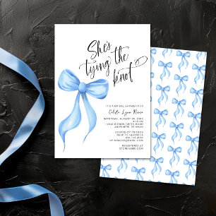 Hon Gifter sig Blue Bow Möhippa Inbjudningar