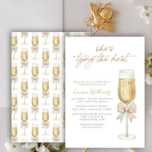 Hon Gifter sig Bow Champagne Möhippa Inbjudningar